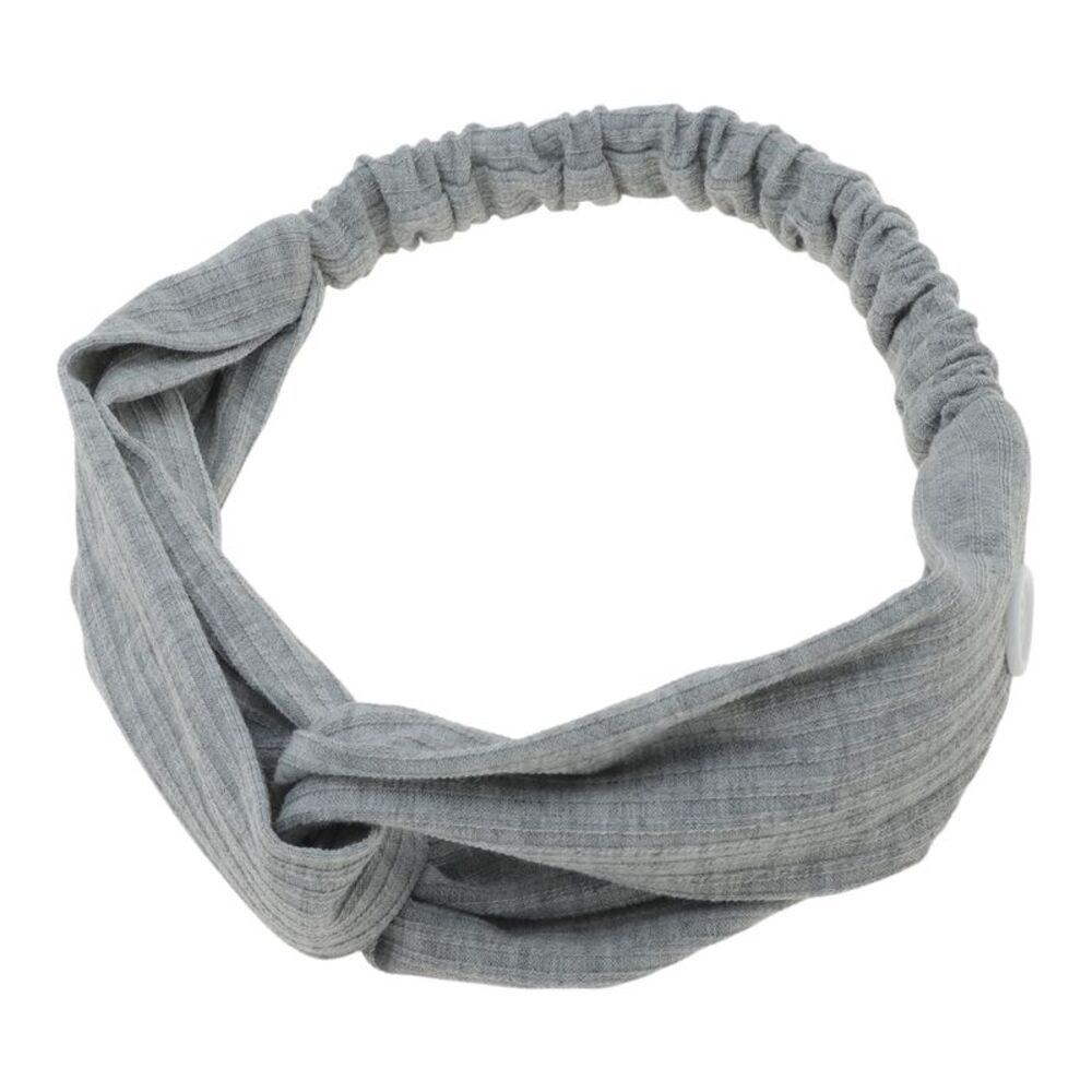 Button Stripe Elastic Headwrap Light Gray